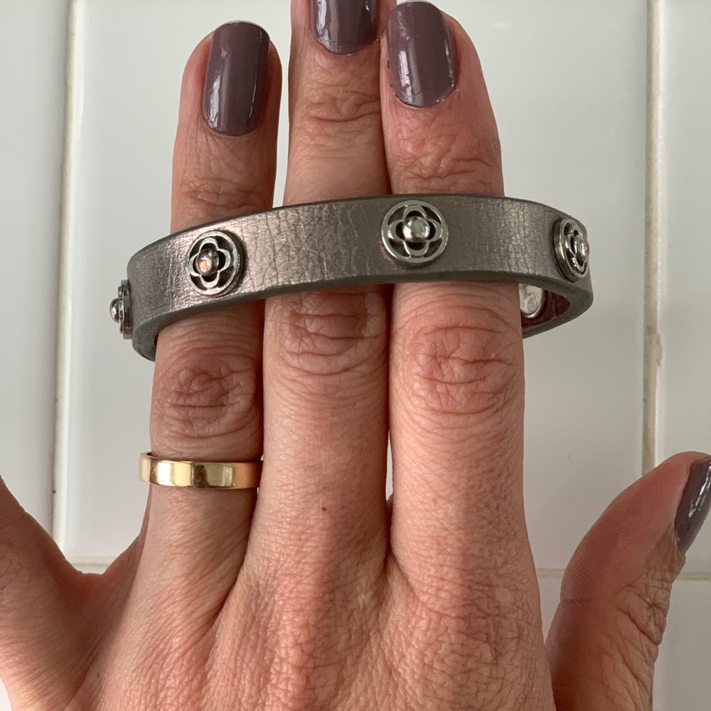 Stella & Dot Leather Wrap Bracelet - Silver